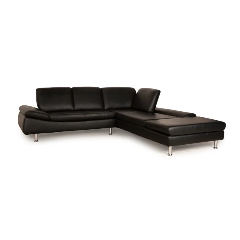 Willi Schillig Loop Leder Ecksofa Schwarz Recamiere Rechts Sofa Couch manuelle Funktion